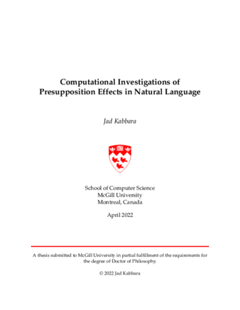 Computational investigations of presupposition effects in language thumbnail