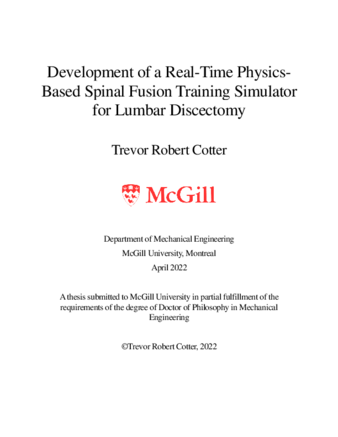 Development of a real-time physics-based spinal fusion training simulator for lumbar discectomy thumbnail