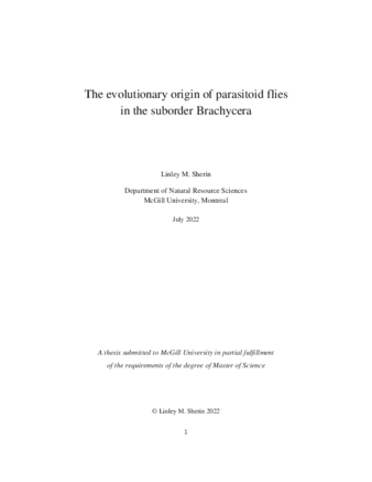 The evolutionary origin of parasitoid flies in the suborder Brachycera thumbnail