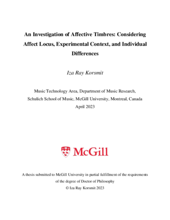 An investigation of affective timbres: Considering affect locus, experimental context, and individual differences thumbnail