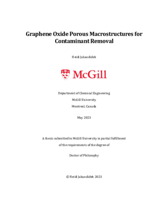 Graphene oxide porous macrostructures for contaminant removal thumbnail