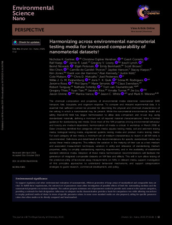 Harmonizing across environmental nanomaterial testing media for increased comparability of nanomaterial datasets thumbnail