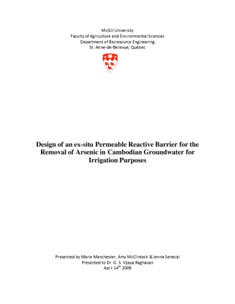 Design of an ex-situ Permeable Reactive Barrier for the Removal of Arsenic in Cambodian Groundwater for Irrigation Purposes thumbnail