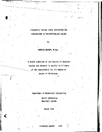 Stochastic fatigue crack initiation and propagation in polycrystalline solids thumbnail