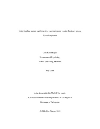 Understanding human papillomavirus vaccination and vaccine hesitancy among Canadian parents thumbnail