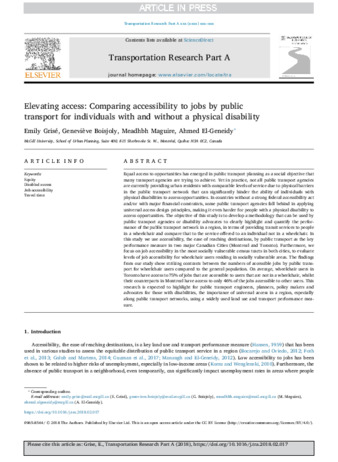 Elevating access: Comparing accessibility to jobs by public transport for individuals with and without a physical disability thumbnail