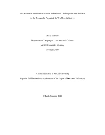 Post-humanist interventions:ethical and political challenges to neoliberalism in the transmedia project of the Wu Ming collective thumbnail