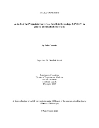 A study of PCSK9 in glucose and insulin homeostasis thumbnail