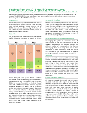 Findings from the 2013 McGill Commuter Survey thumbnail