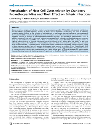 Perturbation of Host Cell Cytoskeleton by Cranberry Proanthocyanidins and their Effect on Enteric Infections thumbnail