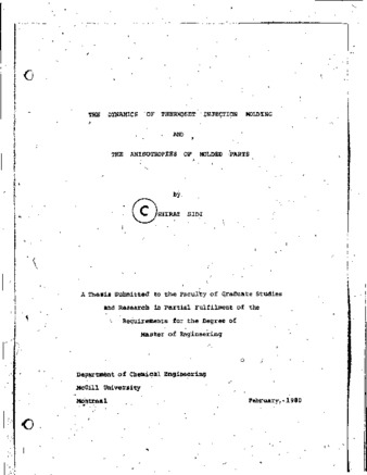 The dynamics of thermoset injection molding and the anistropies of molded parts / thumbnail