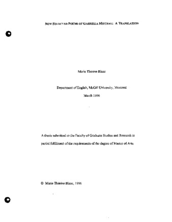 New Selected Poems of Gabriela Mistral : A Translation thumbnail