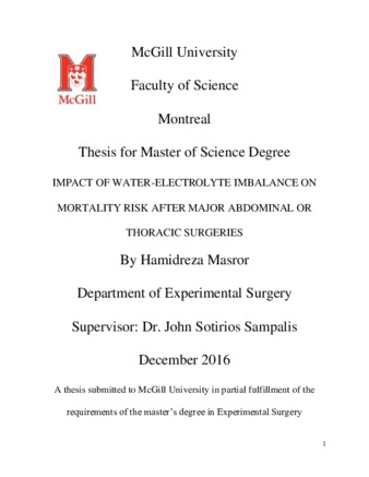 Impact of water-electrolyte imbalance on mortality risk after major abdominal or thoracic surgeries thumbnail