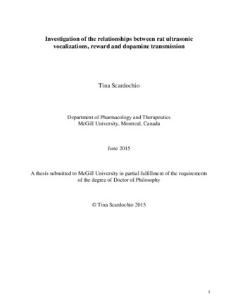 Investigation of the relationships between rat ultrasonic vocalizations, reward and dopamine transmission thumbnail