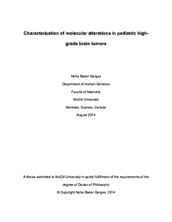 Characterization of molecular alterations in pediatric high-grade tumors thumbnail