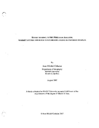 River trading in the Peruvian Amazon : market access and rural livelihoods among rainforest peoples thumbnail