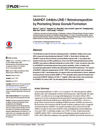SAMHD1 Inhibits LINE-1 Retrotransposition by Promoting Stress Granule Formation thumbnail