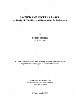 Sacred and secular laws : a study of conflict and resolution in Indonesia thumbnail