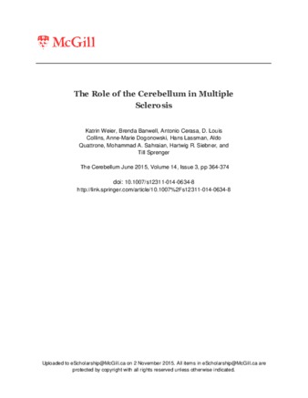 The Role of the Cerebellum in Multiple Sclerosis thumbnail