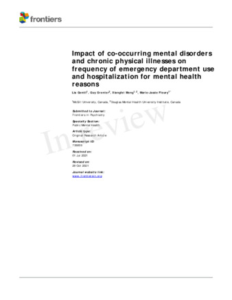 Impact of co-occurring mental disorders and chronic physical illnesses on frequency of emergency department use and hospitalization for mental health reasons  thumbnail