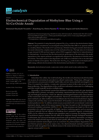 Electrochemical Degradation of Methylene Blue Using a Ni-Co-Oxide Anode thumbnail