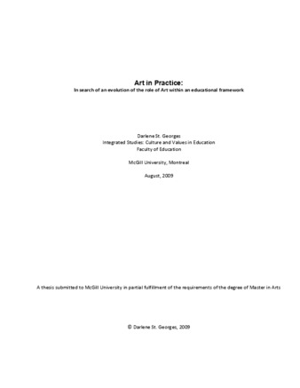 Art in practice: in search of an evolution of the role of art within an educational framework thumbnail