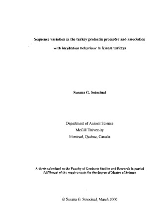 Sequence variation in the turkey prolactin promoter and association with incubation behaviour in female turkeys thumbnail