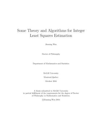 Some theory and algorithms for integer least squares estimation thumbnail