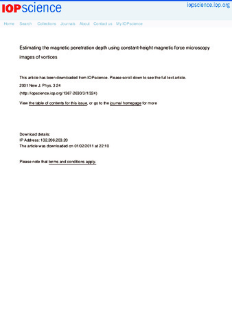 Estimating the magnetic penetration depth using constant-height magnetic force microscopy images of vortices thumbnail