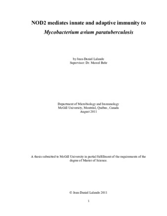 NOD2 mediates innate and adaptive immunity to «Mycobacterium avium paratuberculosis» thumbnail