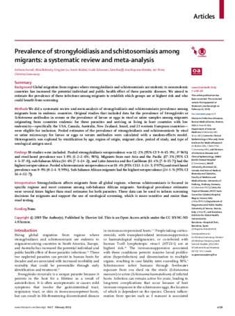 Prevalence of strongyloidiasis and schistosomiasis among migrants: a systematic review and meta-analysis thumbnail