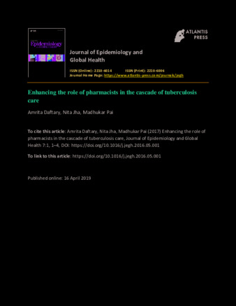 Enhancing the role of pharmacists in the cascade of tuberculosis care  thumbnail