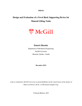 Design and evaluation of a novel back supporting device for manual lifting tasks thumbnail