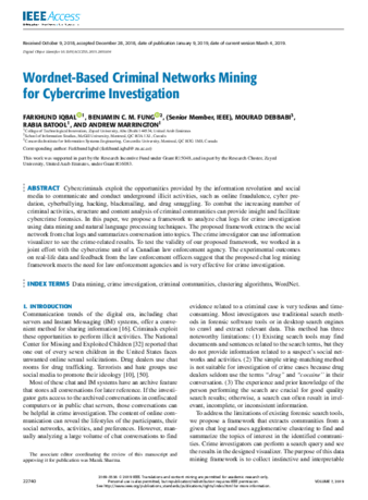 Wordnet-Based Criminal Networks Mining for Cybercrime Investigation thumbnail