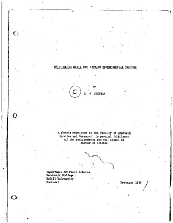 Meloidogyne hapla and certain environmental factors. thumbnail