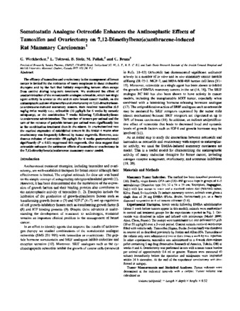 Somatostatin analogue octreotide enhances the antineoplastic effects of tamoxifen and ovariectomy on 7,12-Dimethylbenz (alpha) anthracene-induced rat mammary carcinomas thumbnail