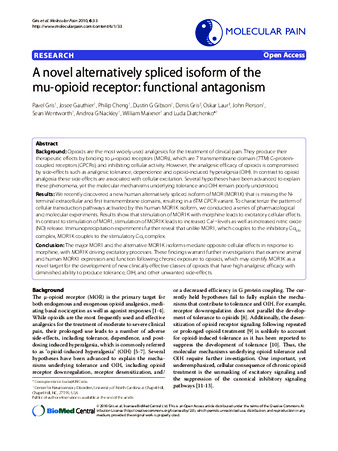 A Novel Alternatively Spliced Isoform of the Mu-Opioid Receptor: Functional Antagonism thumbnail