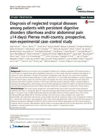 Diagnosis of neglected tropical diseases among patients with persistent digestive disorders (diarrhoea and/or abdominal pain ≥14 days): Pierrea multi-country, prospective, non-experimental case–control study thumbnail