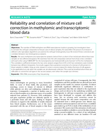 Reliability and correlation of mixture cell correction in methylomic and transcriptomic blood data thumbnail