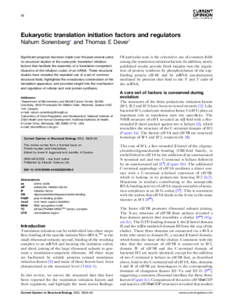 Eukaryotic translation initiation factors and regulators thumbnail