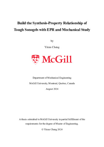 Build the Synthesis-Property Relationship of  Tough Sonogels with EPR and Mechanical Study thumbnail