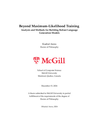 Beyond maximum-likelihood training: analysis and methods for building robust language generation models thumbnail