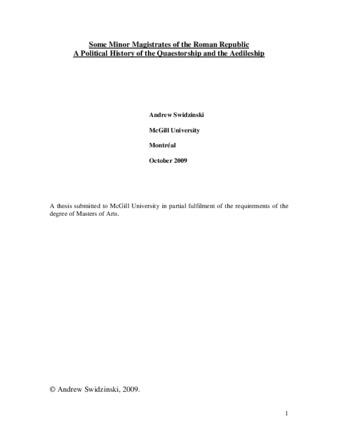 Some minor magistrates of the Roman Republic: a political history of the quaestorship and the aedileship thumbnail