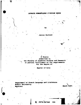 Aspects romantiques d'Odilon Redon thumbnail