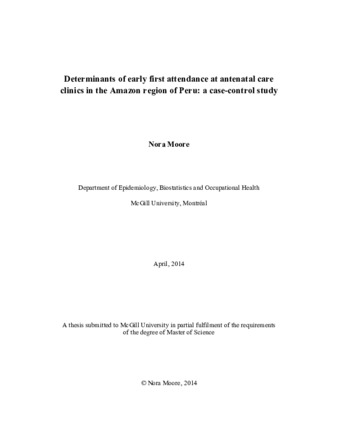 Determinants of early first attendance at antenatal care clinics in the Amazon region of Peru: a case-control study thumbnail