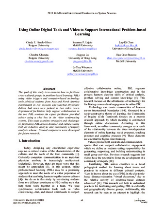 Using Online Digital Tools and Video to Support International Problem-Based Learning thumbnail