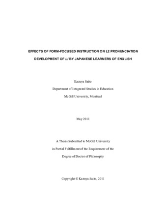 Effects of form-focused instruction and corrective feedback on L2 pronunciation development of /ɹ/ byJapanese learners of English thumbnail