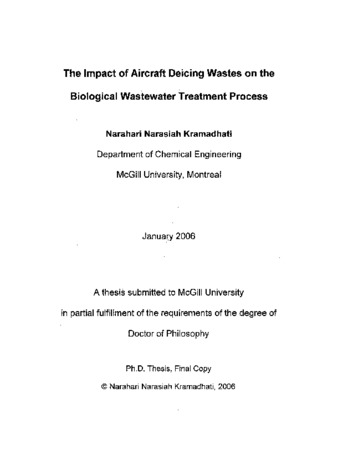 The impact of aircraft deicing wastes on the biological wastewater treatment process / thumbnail