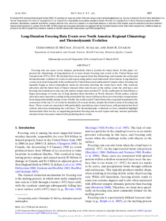 Long-Duration Freezing Rain Events over North America: Regional Climatology and Thermodynamic Evolution thumbnail