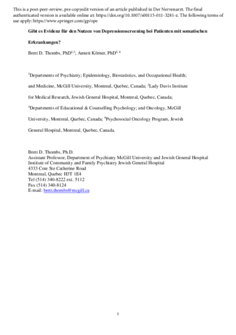 Depressionsscreening bei Patienten mit somatischen Erkrankungen Der Nachweis des Nutzens steht noch aus thumbnail
